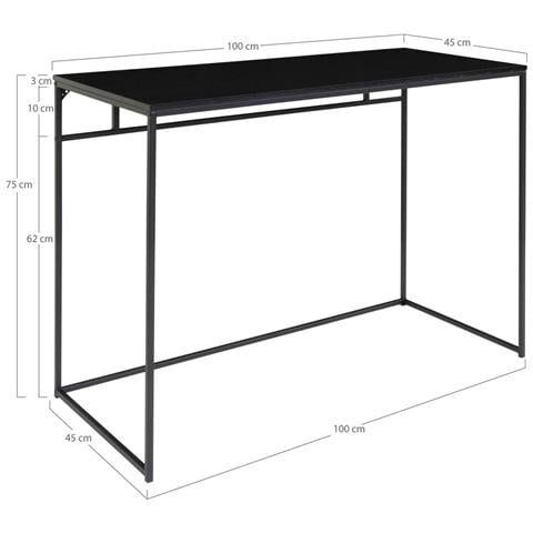Scrivania Vita In Nero Con Struttura In Acciaio, 100×45×75 Cm - Foto 8