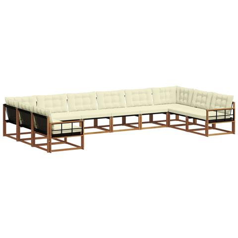 Set di divani da esterno con cuscino 10 pcs Naturale e Crema - Foto 1