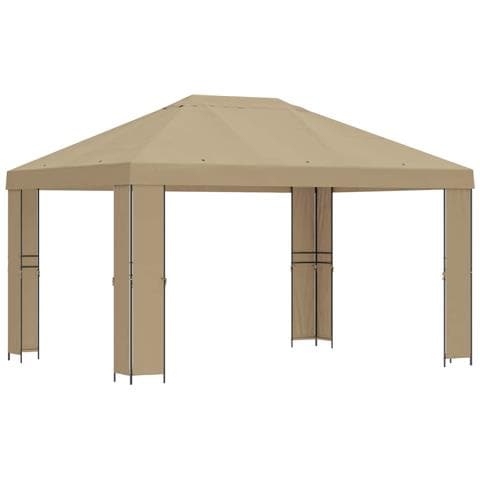 Gazebo 4 × 3 m Beige Poliestere e Acciaio 190 gsm - Foto 1