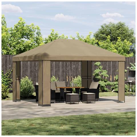 Gazebo 4 × 3 m Beige Poliestere e Acciaio 190 gsm - Foto 2