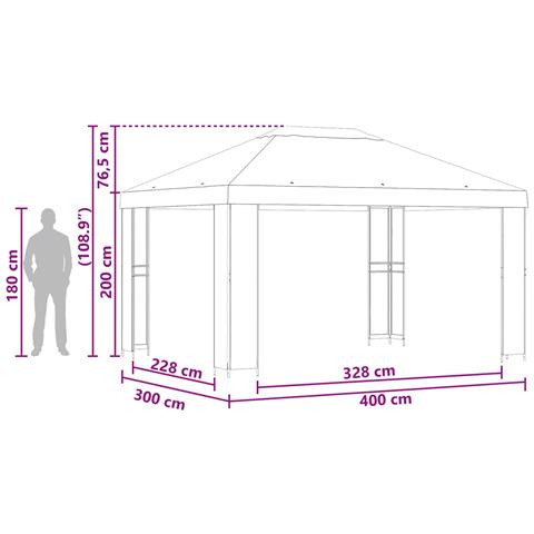 Gazebo 4 × 3 m Beige Poliestere e Acciaio 190 gsm - Foto 7