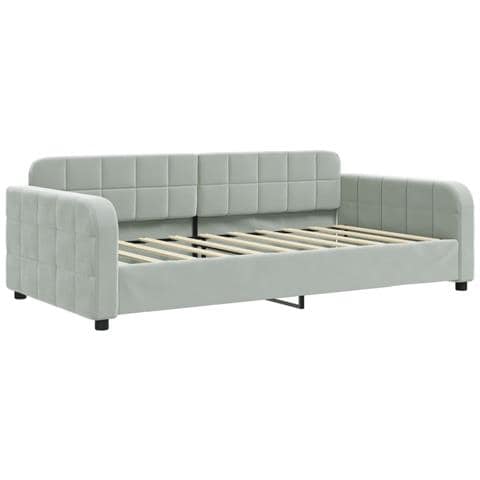 Letto da Giorno Grigio Chiaro 100x190 cm in Velluto - Foto 1