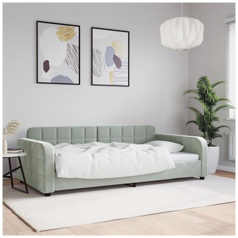 Letto da Giorno Grigio Chiaro 100x190 cm in Velluto - Foto 2