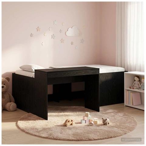 Letto alto per bambini con scrivania Nero Legno ingegnerizzato - Foto 2
