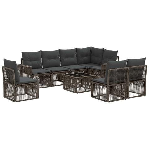 Set Divano da Giardino 9 pcs Grigio e Grigio Scuro polyrattan - Foto 1