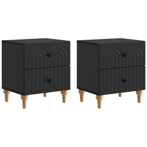 Armadio da Notte con cassetto 2 pcs Nero 43 x 34,5 x 48 cm - Foto 1