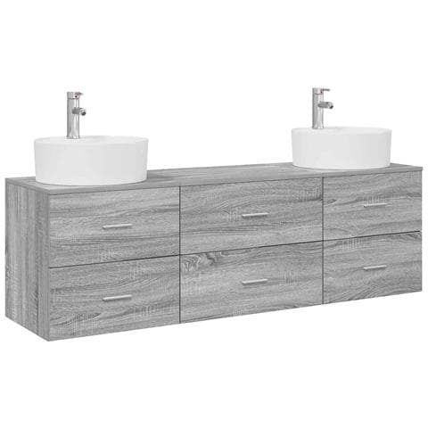 Set di Armadi da Bagno 3 pz Sonoma grigio 62,5 x 44,5 x 50 cm - Foto 1