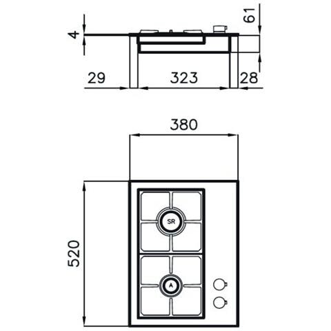 Piano Cottura 7276 032 a Gas 2 Fuochi Gas Colore Inox - Foto 2