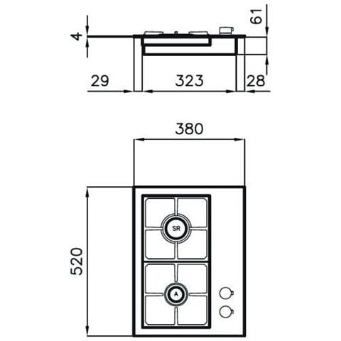 Piano Cottura 7276 032 a Gas 2 Fuochi Gas Colore Inox - Foto 8