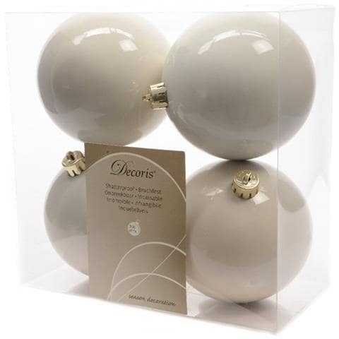 4 Palline Di Natale 10cm Bianco Lana Opaco / lucido Addobbi Decoro Albero - Foto 1