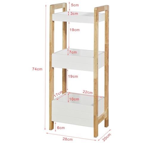 Scaffale Salvaspazio E Multifunzionale Per Cucina O Bagno, Con Tre Ripiani, L28*p20*a74cm, Frg226-wn - Foto 2
