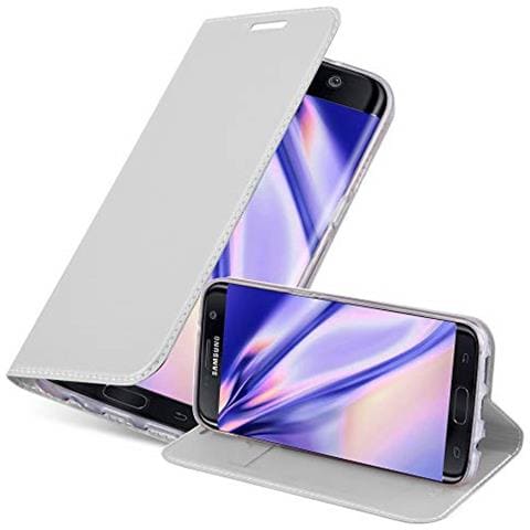 Custodia Compatibile Con Samsung Galaxy S7 Edge In Classy Argento - Coperchio Protettiva Con Chiusura Magnetica, Funzione Stand E Tasca Per Le Carte - Foto 1