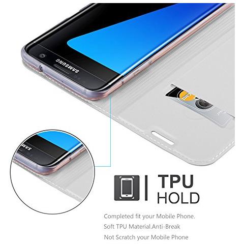 Custodia Compatibile Con Samsung Galaxy S7 Edge In Classy Argento - Coperchio Protettiva Con Chiusura Magnetica, Funzione Stand E Tasca Per Le Carte - Foto 2