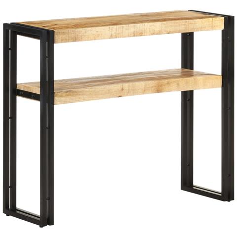 Tavolo Consolle 90x30x75 Cm In Legno Di Mango Grezzo - Foto 10