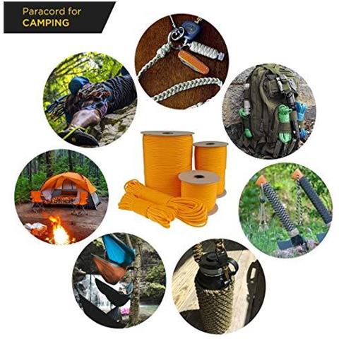 Paracord 550 Del Cavo Dei Paracadute Di Tipo Iii Mil-spec 7 Fili Di Sopravvivenza (colore Giallo Arancione 15 M)  - Foto 4