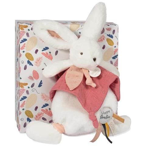 Coniglio Doudou - 25 Cm - Bianco / Coniglio Pompon Terracotta - Idea Regalo - Happy Boho - Happy Doudou To You - Foto 1