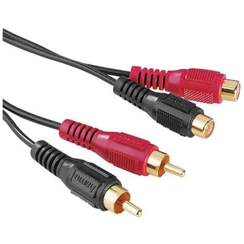 Audio Extension Cable 2 RCA Male Plugs - 2 RCA Female Jacks, 2 m 2m 2 x RCA 2 x RCA Nero cavo audio - Foto 1