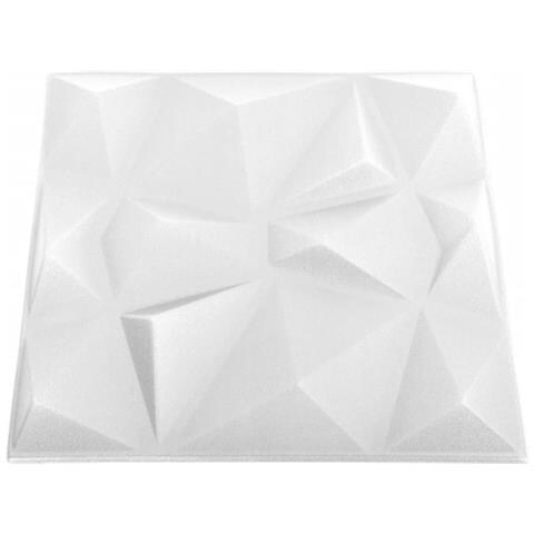Pannelli Murali 3D 12 pz 50x50 cm Bianchi a Diamante 3 m? - Foto 2