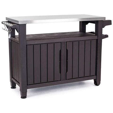 Tavolino In Resina Per Barbecue 2 Ante Colore Grafite 123,7x54xh. 90h Cm - Foto 1