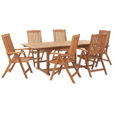Set Di 6 Sedie E Tavolo Da Giardino In Legno Di Acacia Java - Foto 2