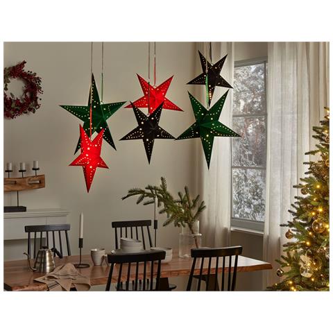 Set Di 2 Stelle Led Carta Nero 45 Cm Motti - Foto 1