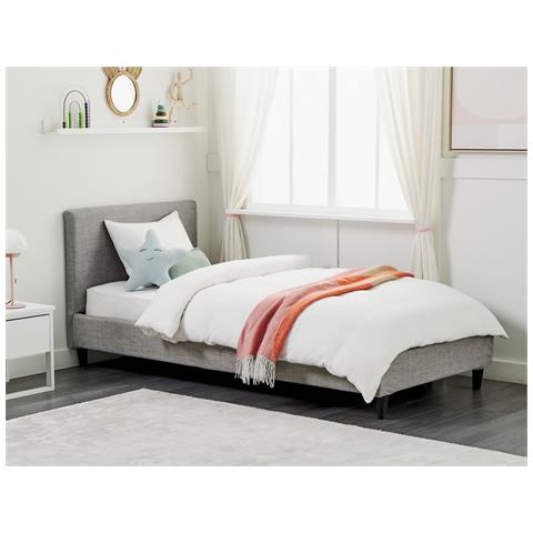 Letto Singolo Velluto Grigio Chiaro 90 X 200 Cm Fitou - Foto 1