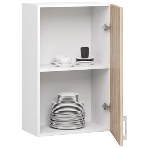 Mobile da cucina pensile LIMA, 1 anta, 50x30,5x72 cm, Colore Bianco e Sonoma Quercia - Foto 2