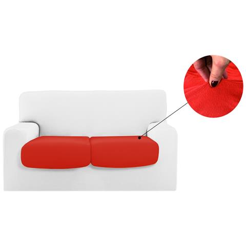 Copridivano Copriseduta Sofà Elasticizzato Tinta Unita Smile Tessuto Millerighe Seduta 4 Posti Arancio - Foto 1