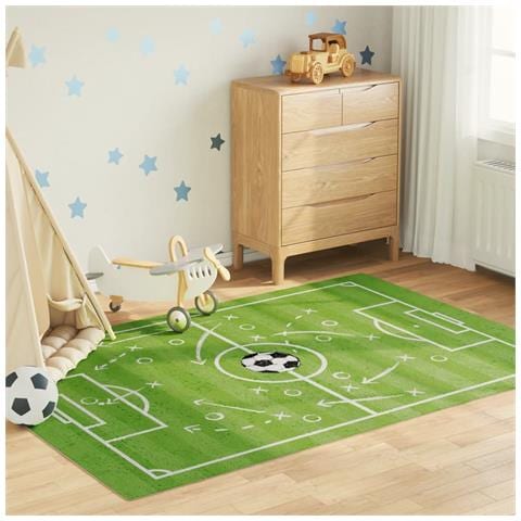 Tappeto Bambini Verde 160x230 Campo Calcio Lavabile Antiscivolo - Foto 1