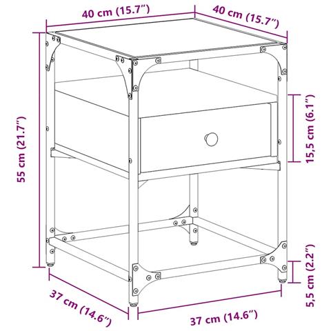 Comodini 2pz Grigio Sonoma 40x40x55 Cm In Legno Multistrato - Foto 2
