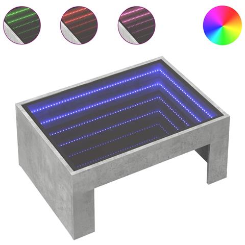 Tavolino Da Salotto Con Led Infinity Grigio Cemento 70x50x30 Cm - Foto 2