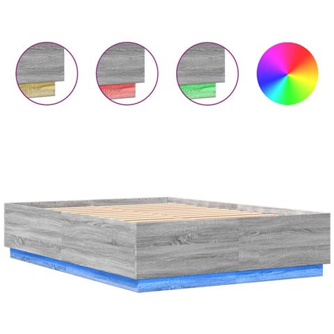 Giroletto Luci Led Grigio Sonoma 160x200 Cm Legno Multistrato - Foto 2