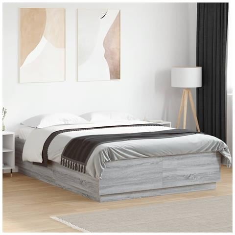 Giroletto Luci Led Grigio Sonoma 160x200 Cm Legno Multistrato - Foto 1
