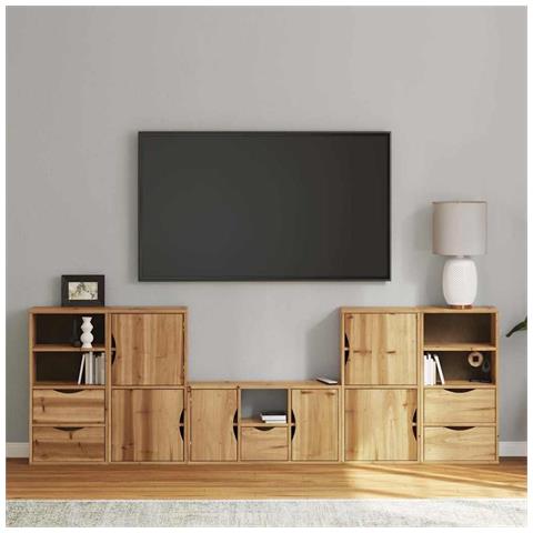 Mobile TV 5 pz con Contenitore ODDA in Legno Massello di Pino - Foto 1