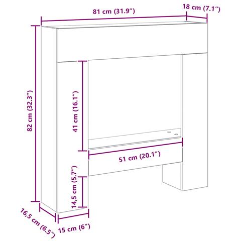 Cornice per Camino Rovere Nero 81x18x82 cm in Truciolato - Foto 2