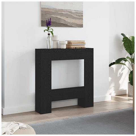 Cornice per Camino Rovere Nero 81x18x82 cm in Truciolato - Foto 1