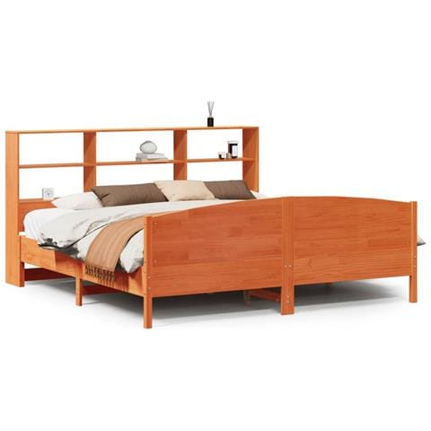 Letto Libreria Senza Materasso Marrone Cera 180x200 Cm In Pino - Foto 2