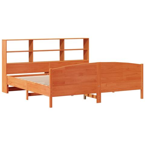 Letto Libreria Senza Materasso Marrone Cera 180x200 Cm In Pino - Foto 3