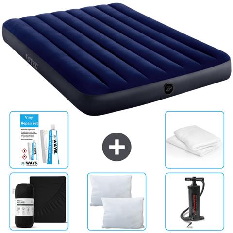 Set Materassino Gonfiabile - 191x137x25 Cm - Blu - Include Accessori Coordinati Cb5 - Foto 1