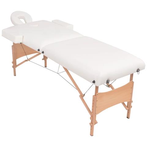 Lusso Casadino -  Set Lettino Massaggio Pieghevole 2 Zone 10 Cm E Sgabello Bianco - Foto 1