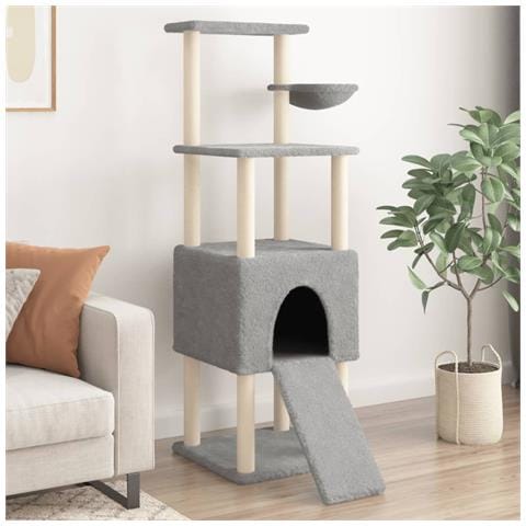 Lusso Casadino - Albero Per Gatti Con Tiragraffi In Sisal Grigio Chiaro 153 Cm - Foto 8