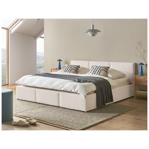 Letto Contenitore Bouclé Bousse 180 X 200 Cm Bianco Sporco - Foto 1