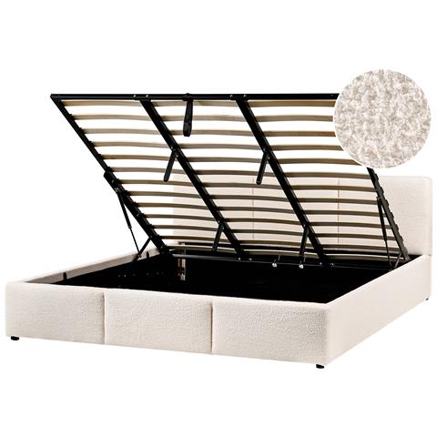 Letto Contenitore Bouclé Bousse 180 X 200 Cm Bianco Sporco - Foto 2