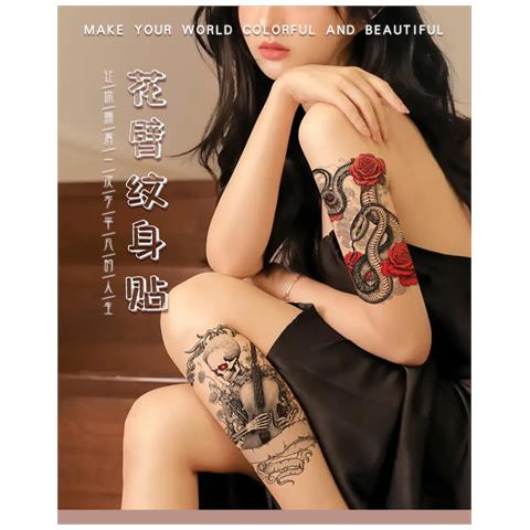 Adesivi Per Tatuaggi Temporanei - Disegni Floreali Per Braccio (10 Fogli) - Foto 6