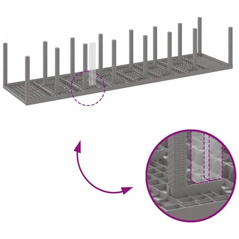 Set Pranzo Giardino  17 Pezzi con Cuscini Grigio Chiaro Polyrattan, Tavolo Giardino  Grigio Chiaro 250x100x73 cm Polyrattan, Tavolo Giardino  Grigio Chiaro 150x100x73 cm Polyrattan, Sedie Giardino  con Cuscini 4 pz Grigio Chiaro Polyrattan - Foto 9