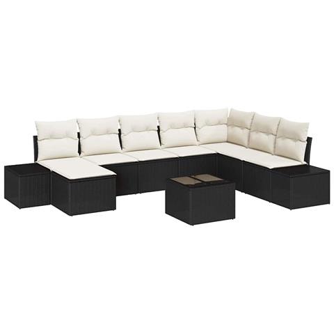 Set di Divani da Giardino con Cuscini Rattan Poliestere Marrone - Foto 1