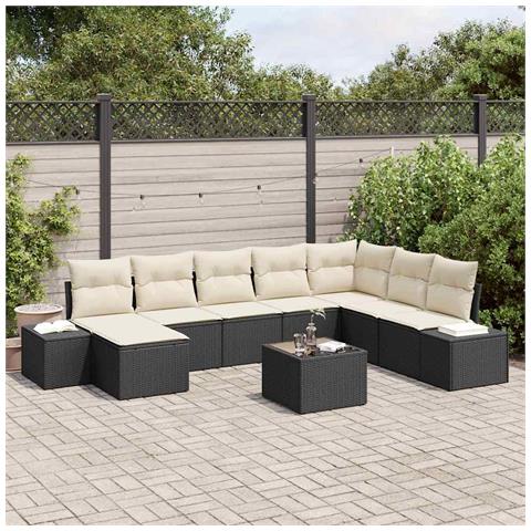 Set di Divani da Giardino con Cuscini Rattan Poliestere Marrone - Foto 2