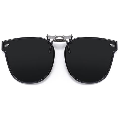 Occhiali Da Sole Clip-on Con Montatura Nera E Lenti Grigie Con Custodia - Foto 1