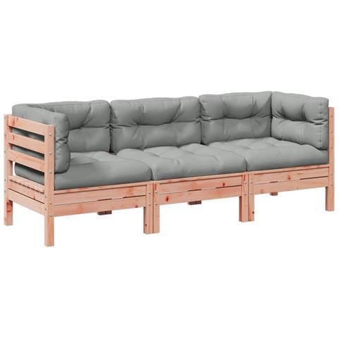 Set Divani Giardino 3 pz Cuscini Legno Massello Abete Douglas - Foto 1