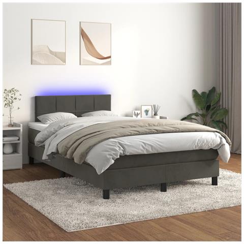 Letto a Molle con Materasso e LED Grigio Scuro 120x200 cm - Foto 2